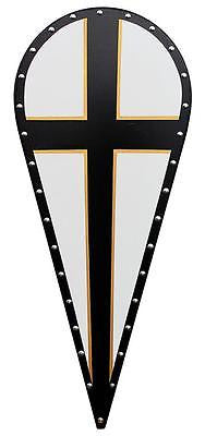 Teutonic Knight Black & Gold Cross Kite Shield
