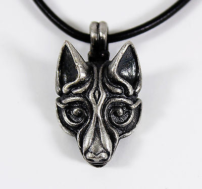 Silver Viking Wolf Head Pendant
