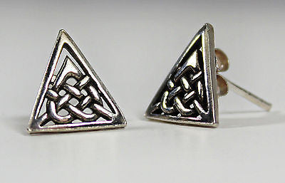 Silver Celtic Knot Triangle Earrings