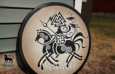 Round Wooden Viking Odin Shield - Norse Armor