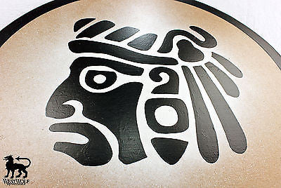 Round Wooden Mayan Warrior Face Shield