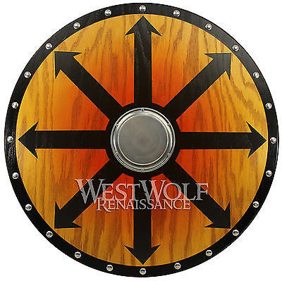 Round Wooden Viking Berserker Shield - 26 inch Full Size