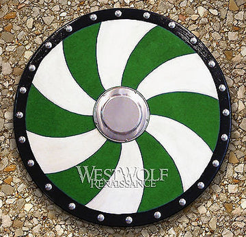 Round Viking Spiral Shield - Green & White