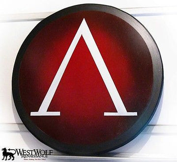 Classic Round Greek Lambda Shield in Red and White