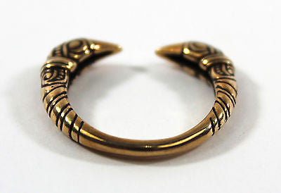 Viking Raven Head Ring - Polished Bronze - US Size 9, 10, 11
