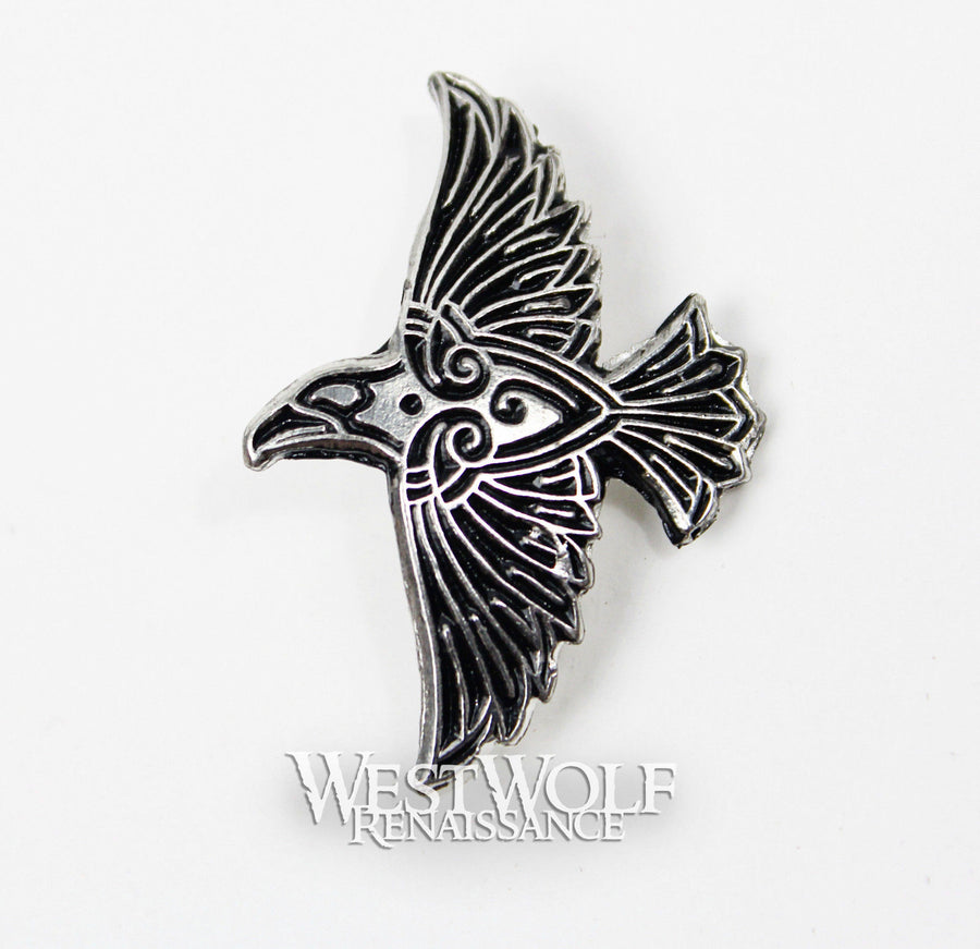Celtic / Viking Flying Raven Pin - Made of Solid Pewter