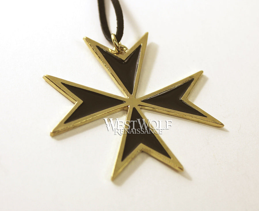Black & Gold Maltese Cross Pendant
