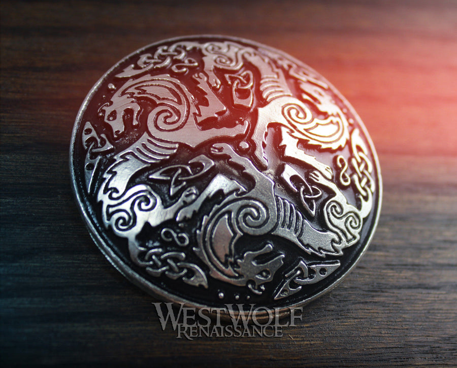 Celtic Wolf / Direwolf Brooch or Cloak Pin - 2 Sizes Available