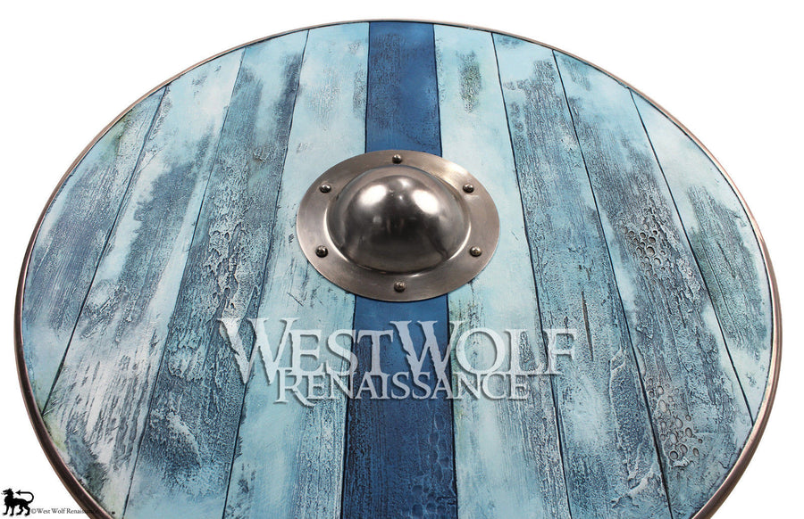 Aged Wood Viking Shield in Glacier Blue