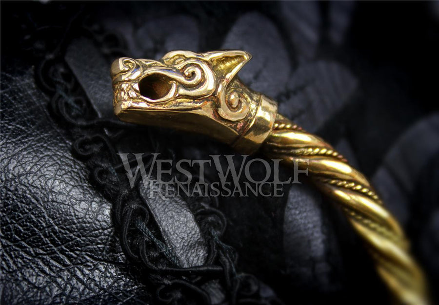 Viking Fenrir Wolf Bracelet - Gold Version
