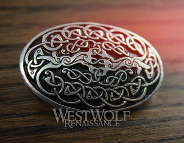 Celtic Knotted Tree of Life Oval Brooch or Cloak Pin
