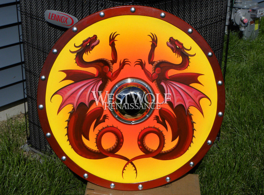 Hand-Painted Viking Double Dragon Shield