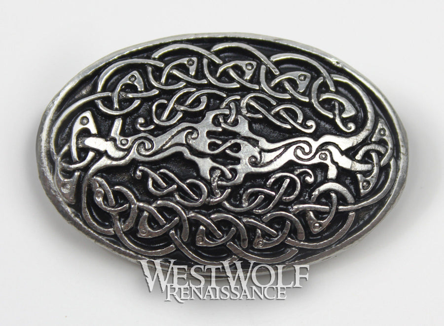 Celtic Knotted Tree of Life Oval Brooch or Cloak Pin
