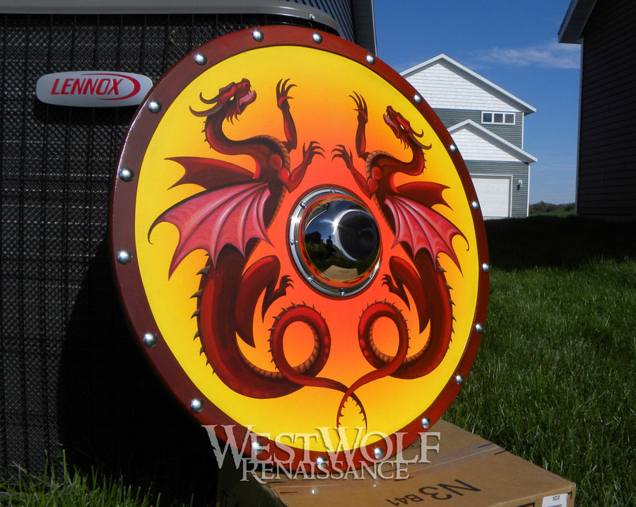 Hand-Painted Viking Double Dragon Shield