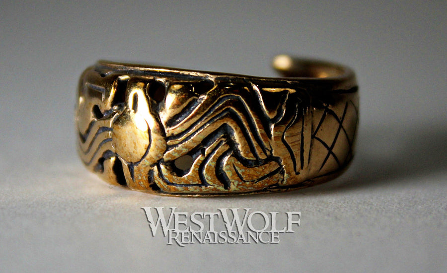 Bronze Viking Ring - Borre Art Style - US Sizes 8-11