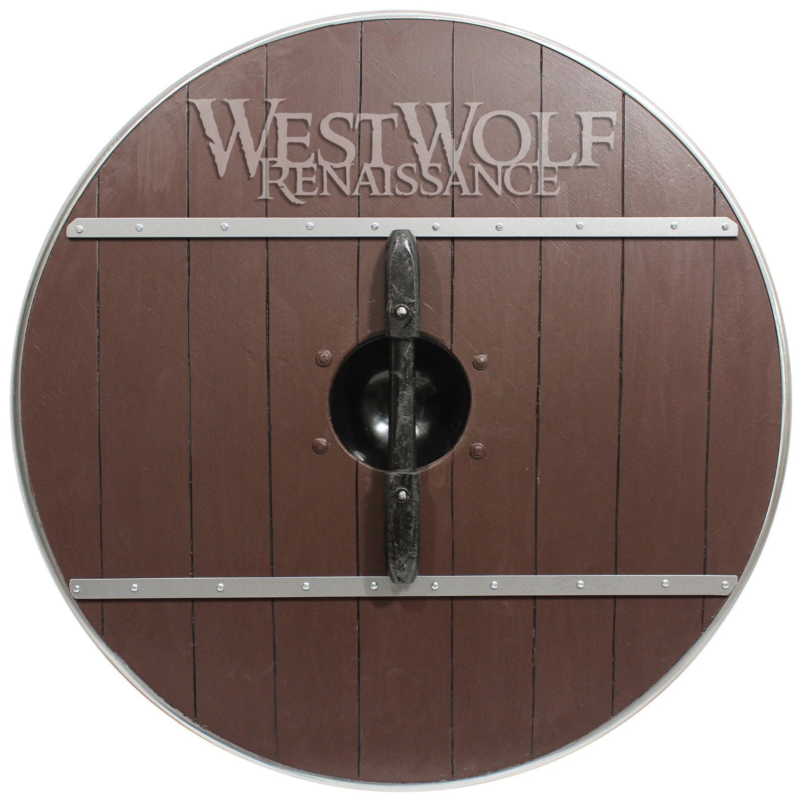 Aged Wood Plank Viking Shield with Crimson Stripe – West Wolf Renaissance