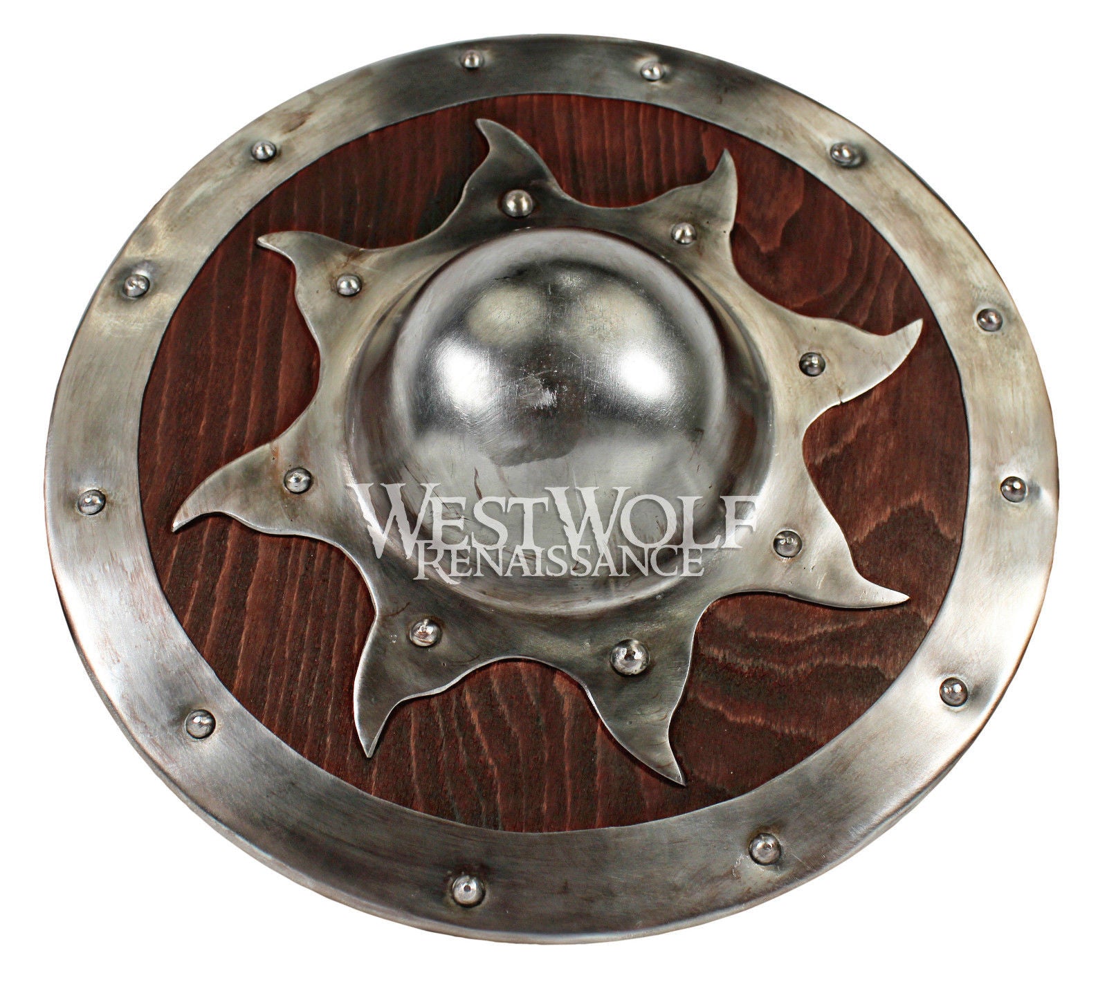 Hand-Forged Steel Sun Buckler Shield – West Wolf Renaissance