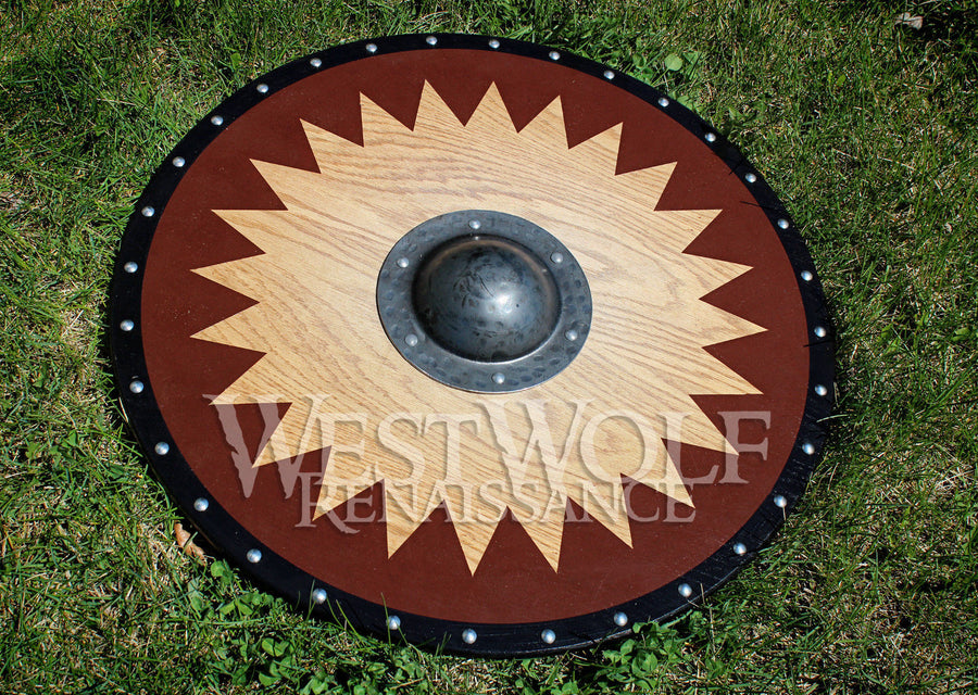 Viking Solid Oak Shield with Forged Iron Boss