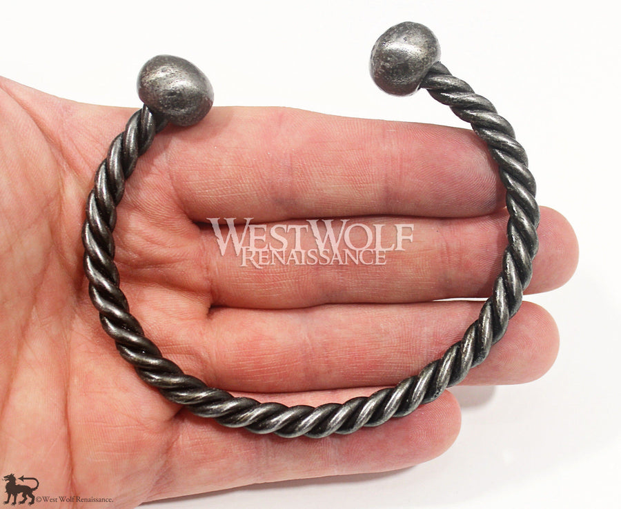 Hand-Forged Twisted Steel Bracelet