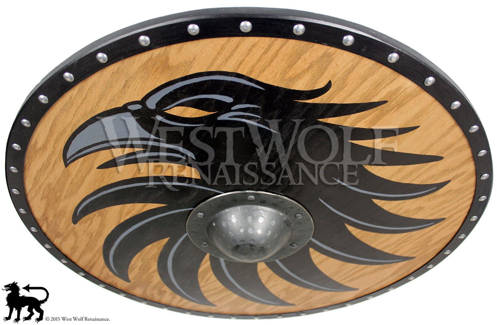 Solid Oak Viking Raven Shield - Forged Iron Boss – West Wolf Renaissance