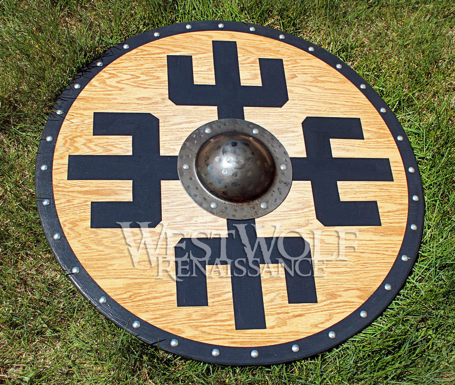 Solid Oak Viking Protection Symbol Shield