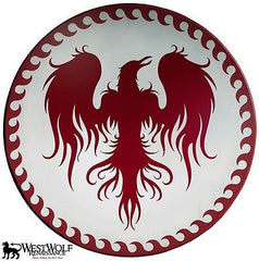 Large Greek Rising Phoenix Shield with Wave Border Pattern – West