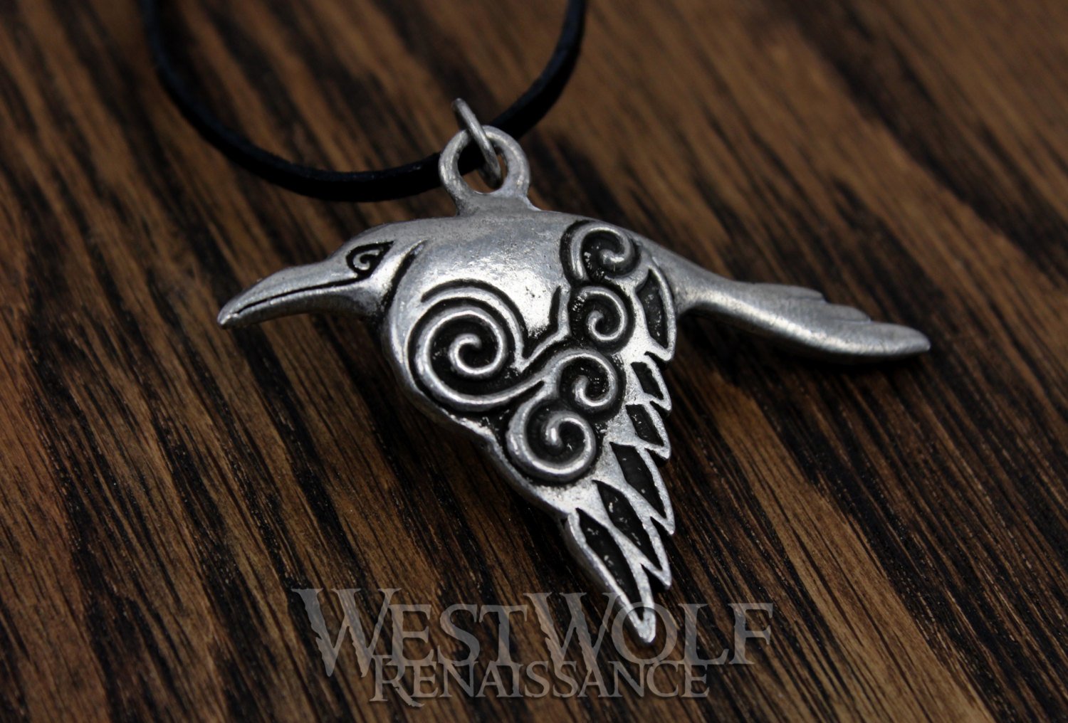 Celtic Raven Pendant Silver Crow - Main Image
