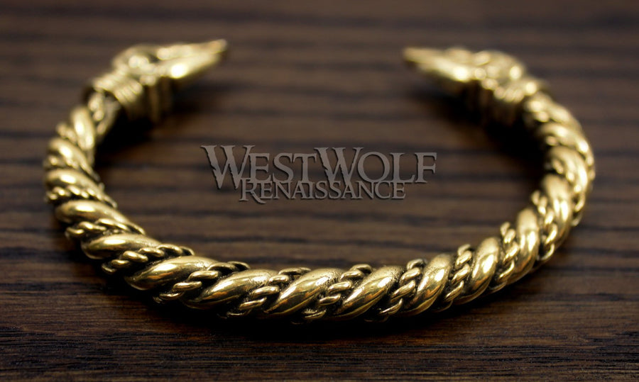 Gold Viking Odin's Raven Head Bracelet