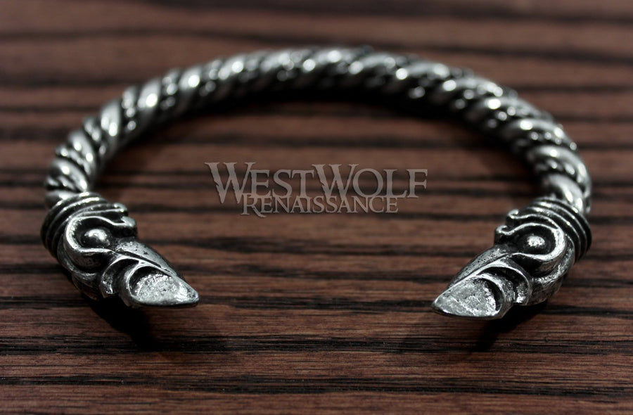 Silver Viking Odin's Raven Head Bracelet