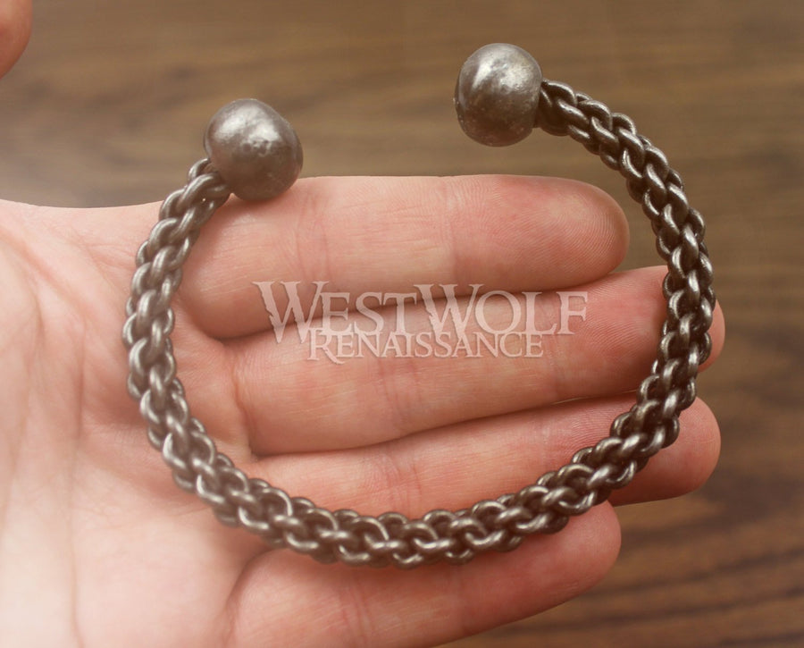 Forged Steel Woven Link Bracelet with Ball Terminals