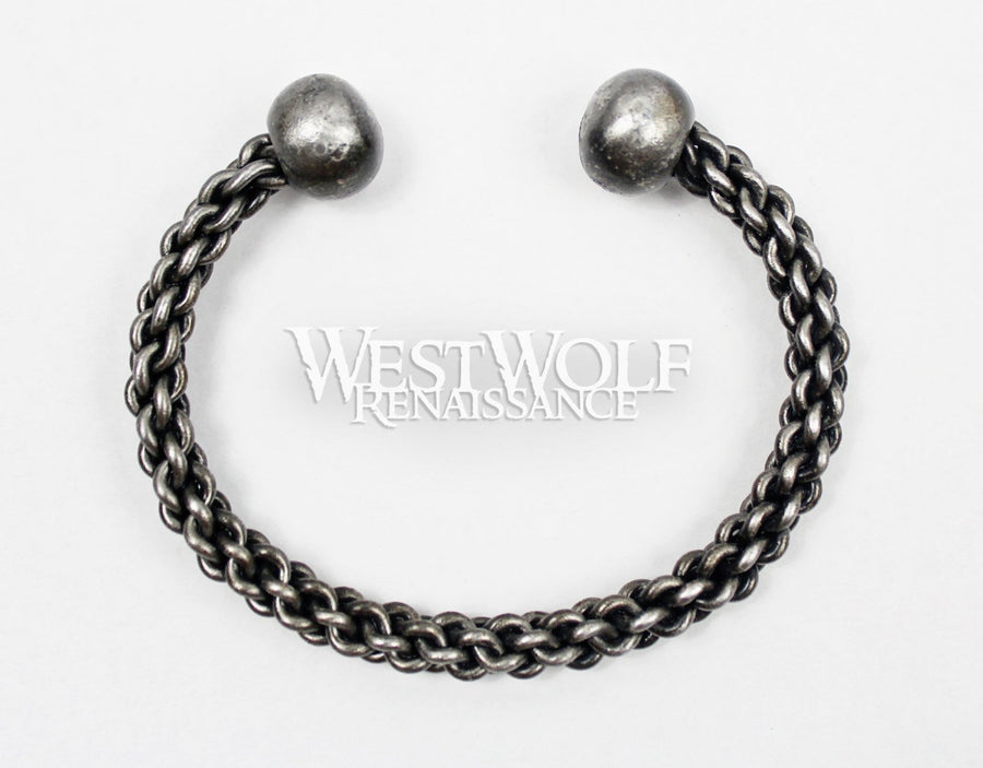 Forged Steel Woven Link Bracelet with Ball Terminals