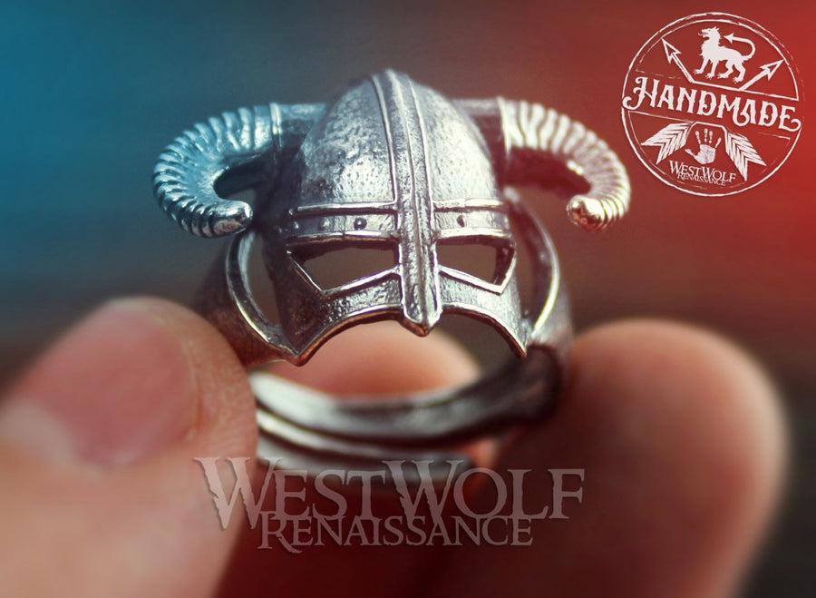 SKYRIM Iron Helmet Ring Made of .925 Sterling Silver - US Sizes 8/9/10/11/12/13/14