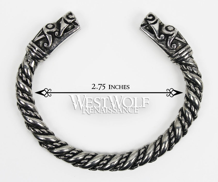 Silver Viking Dragon Head Bracelet