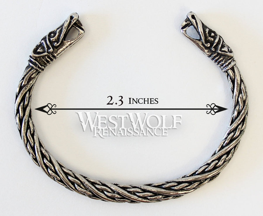 Smaller Size Viking Dragon's Head Bracelet in Silver or Gold