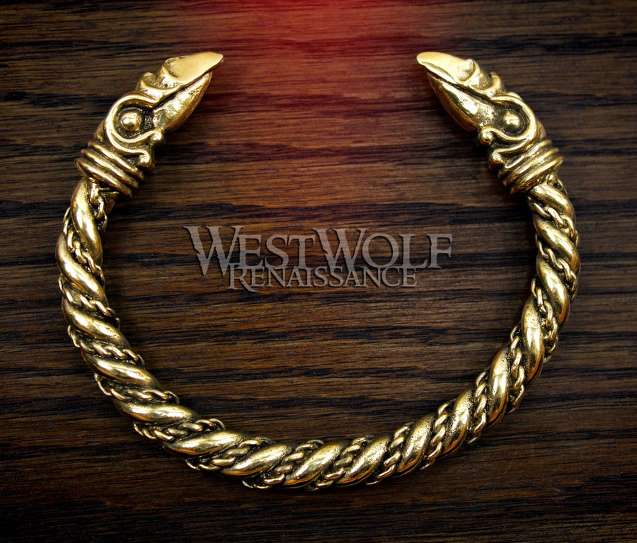 Gold Viking Odin's Raven Head Bracelet