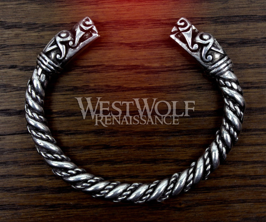 Silver Viking Dragon Head Bracelet