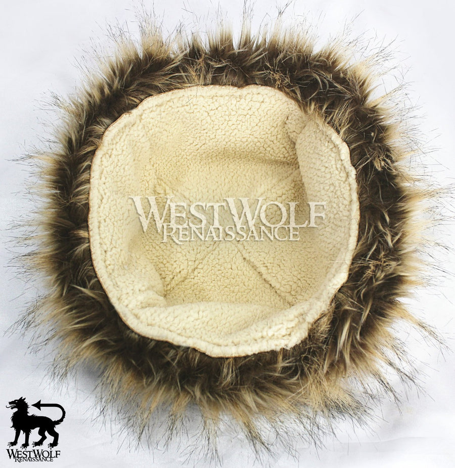 Wild Fox Fur-Trimmed Viking Hat - Faux Fur -  Norse/winter/cap/head/larp/medieval