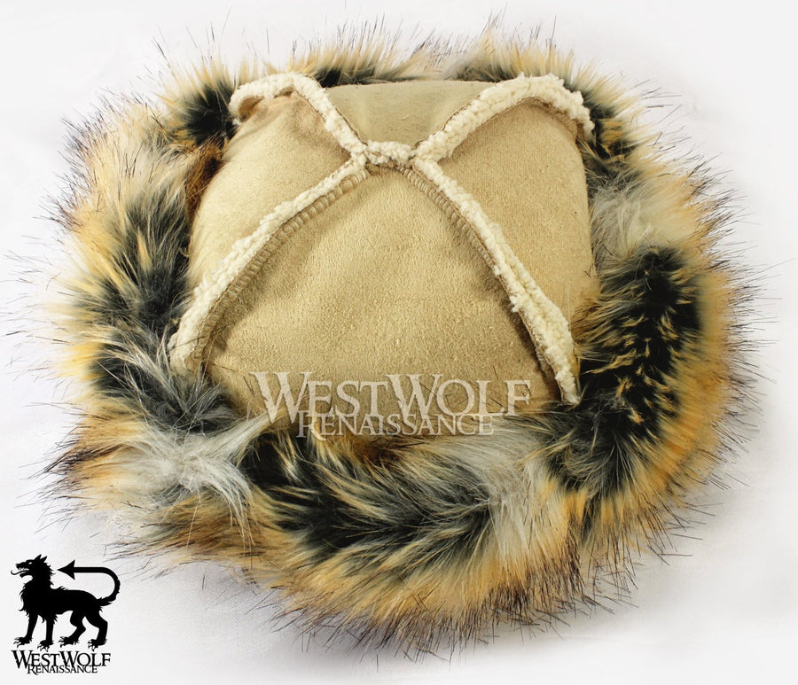 Wild Fox Fur-Trimmed Viking Hat - (Faux Fur)