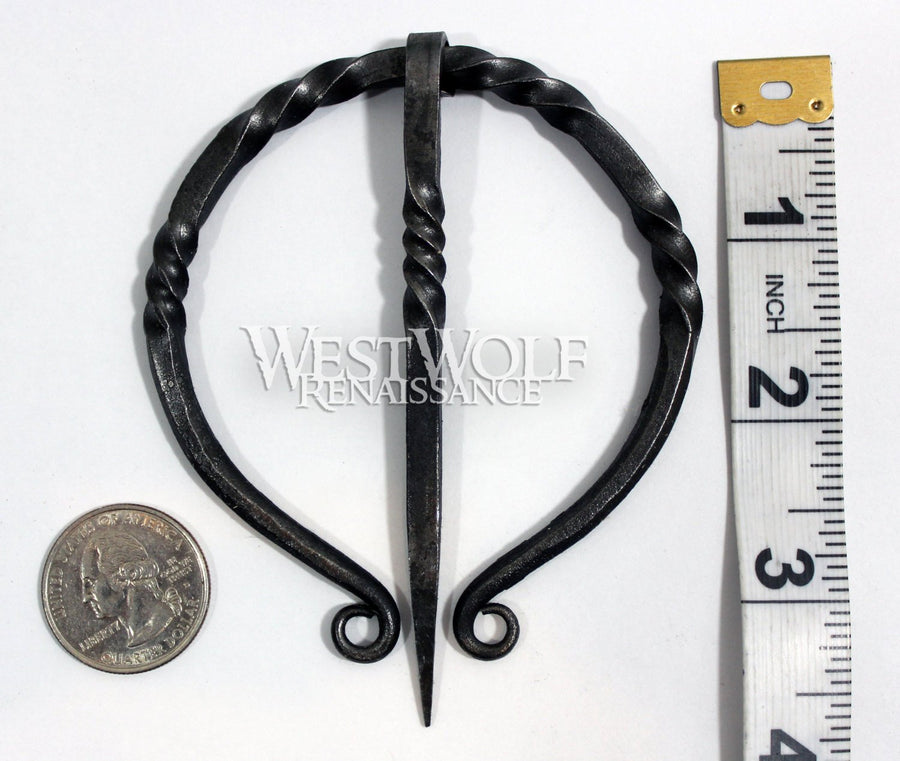 Hand-Forged Twisted Black Steel Scottish Pennanular Brooch