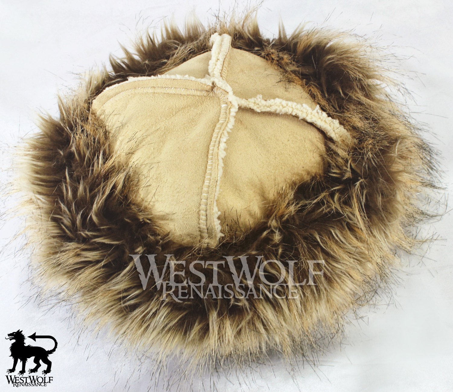 Desert Fox Fur-Trimmed Viking Hat with Beige Top – West Wolf 