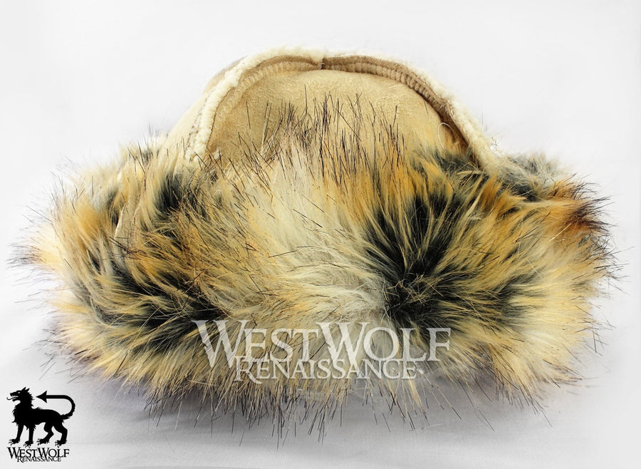 Wild Fox Fur-Trimmed Viking Hat - (Faux Fur)