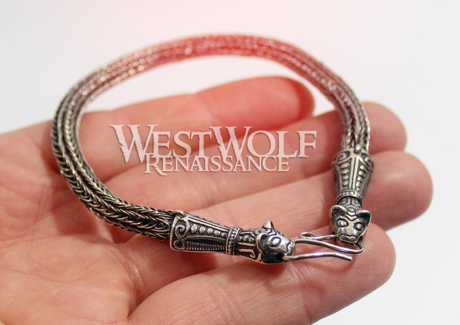 Viking Braided Knit Bear Head Bracelet in 925 Sterling Silver – West Wolf  Renaissance