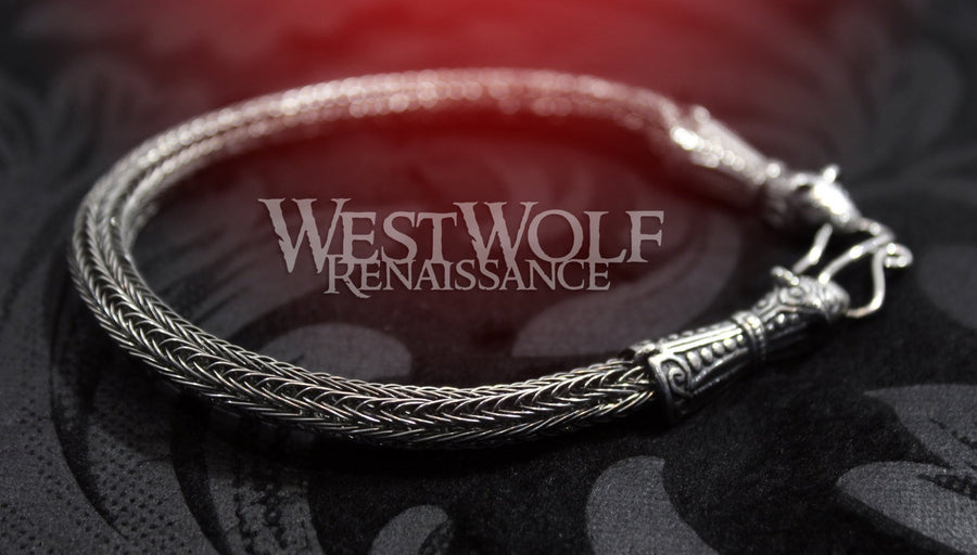 Viking Braided Knit Bear Head Bracelet in 925 Sterling Silver – West Wolf  Renaissance
