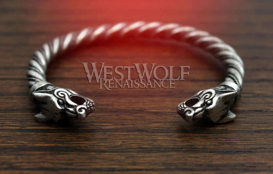 Silver Viking Fenrir Wolf Bracelet