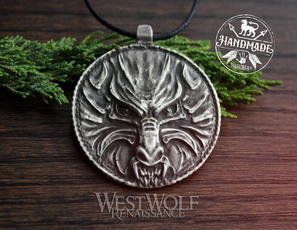 Silver WOLF Medallion Pendant / Talisman - Slavic Werewolf Amulet ...