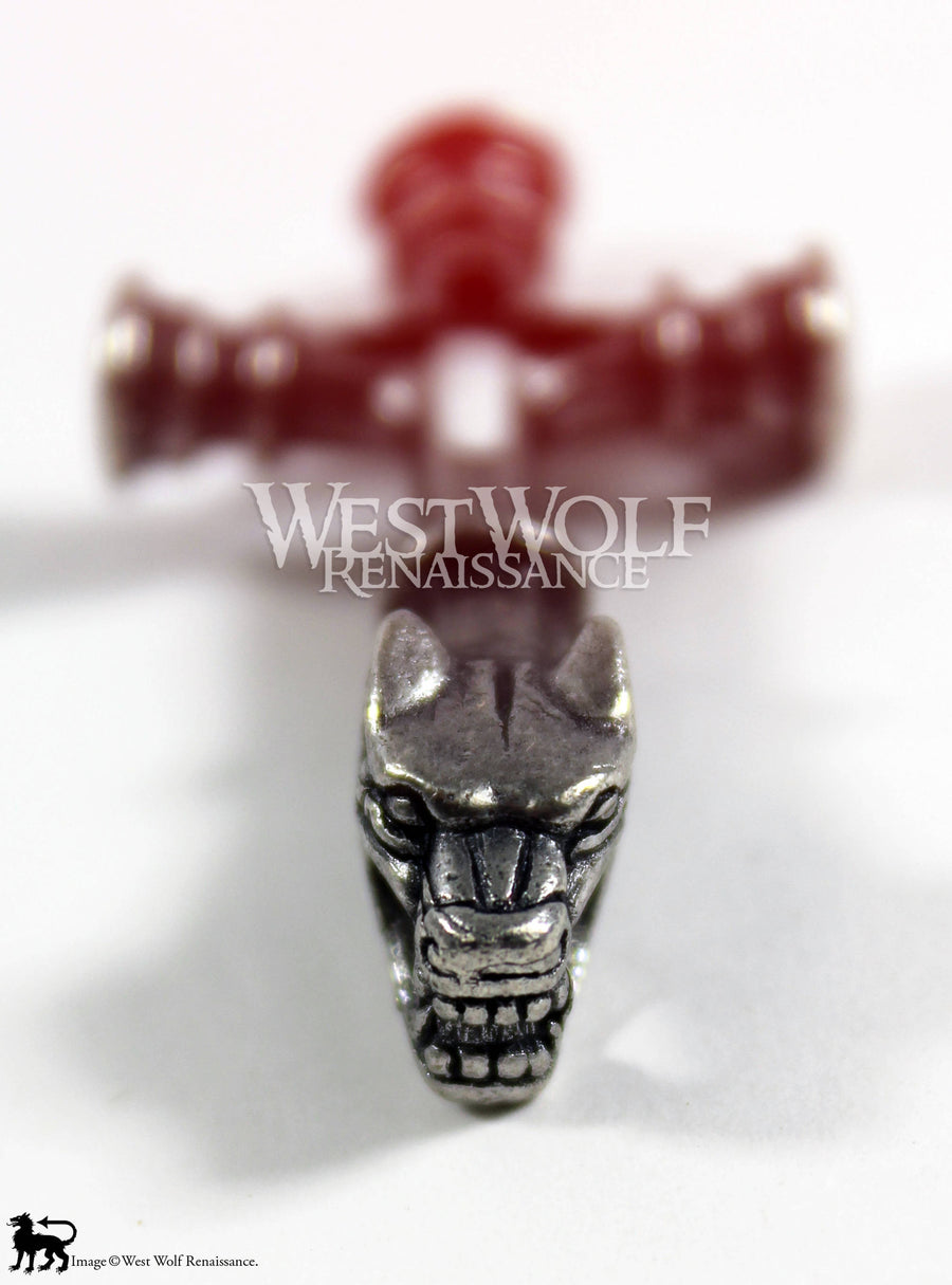 Silver Viking Fenrir Wolf Cross Pendant