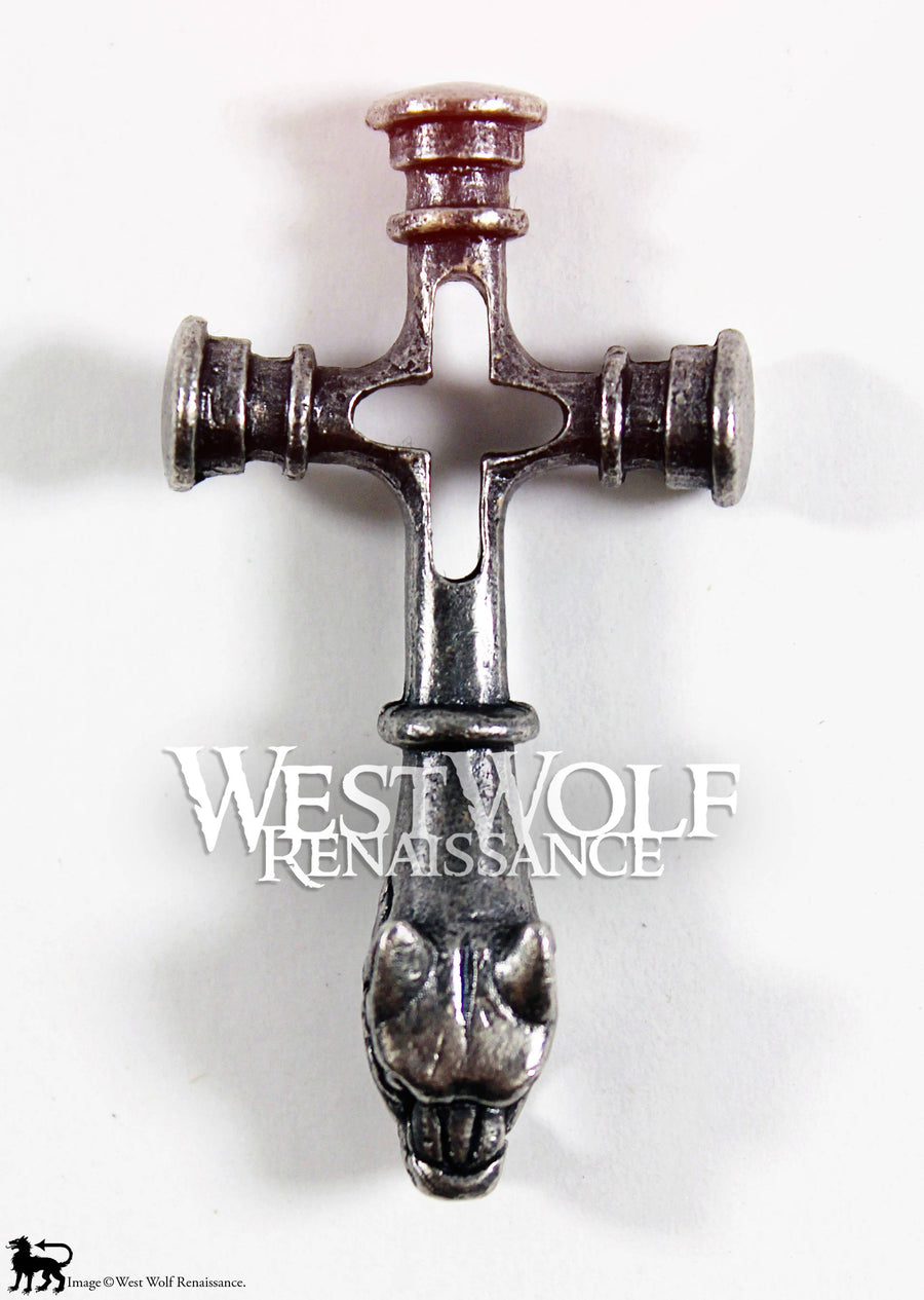 Silver Viking Fenrir Wolf Cross Pendant