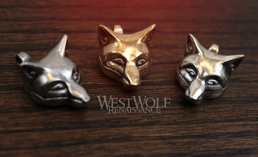 Celtic Fox Head Pendant - in Bronze, Pewter, and Sterling Silver