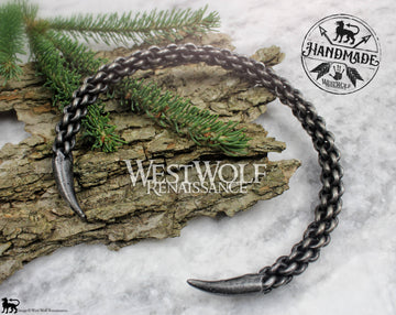 Hand-Forged Braided Steel Scorpion Tail Neck Torc