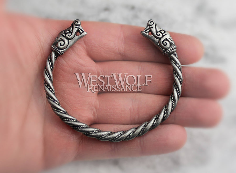Silver Viking Dragon Beast Bracelet